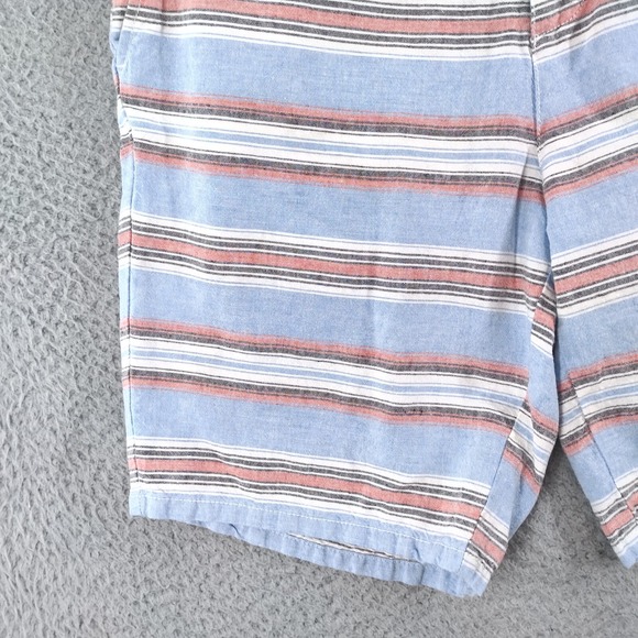 johnnie-O Shorts Mens 32 Gulf Blue Red Striped Linen Blend 9" Inseam Chino - Picture 16 of 16